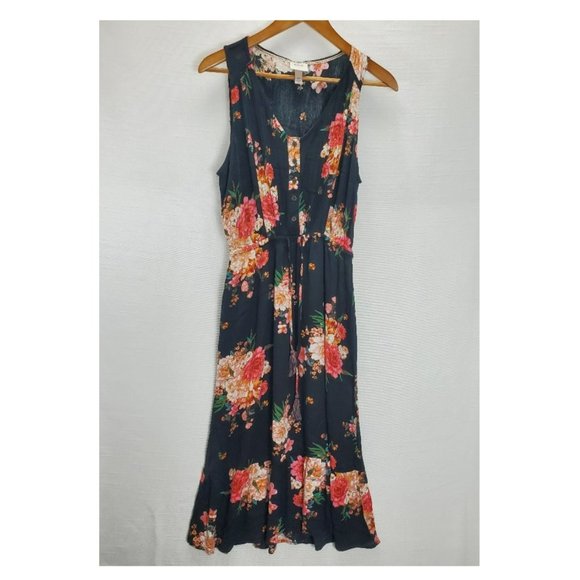 Knox Rose Dresses & Skirts - Knox Rose Maxi Dress Womens XS Elastic Drawstring Waist Sleeveless Floral